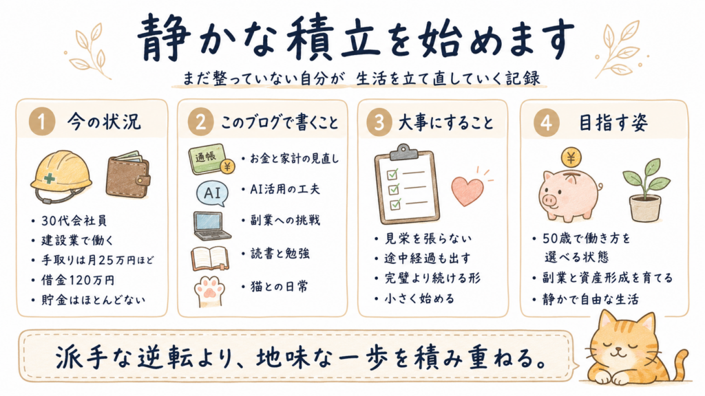 生活を立て直すために借金返済とAI活用と副業を少しずつ積み上げる流れ