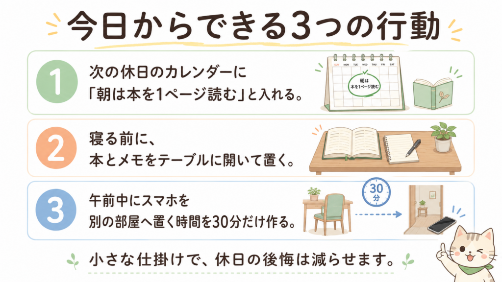 休日を後悔で終わらせないために今日からできる3つの行動