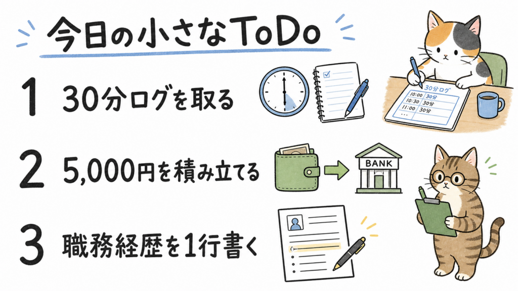 職場ストレスを減らすために今日できる30分ログと積立と職務経歴メモ