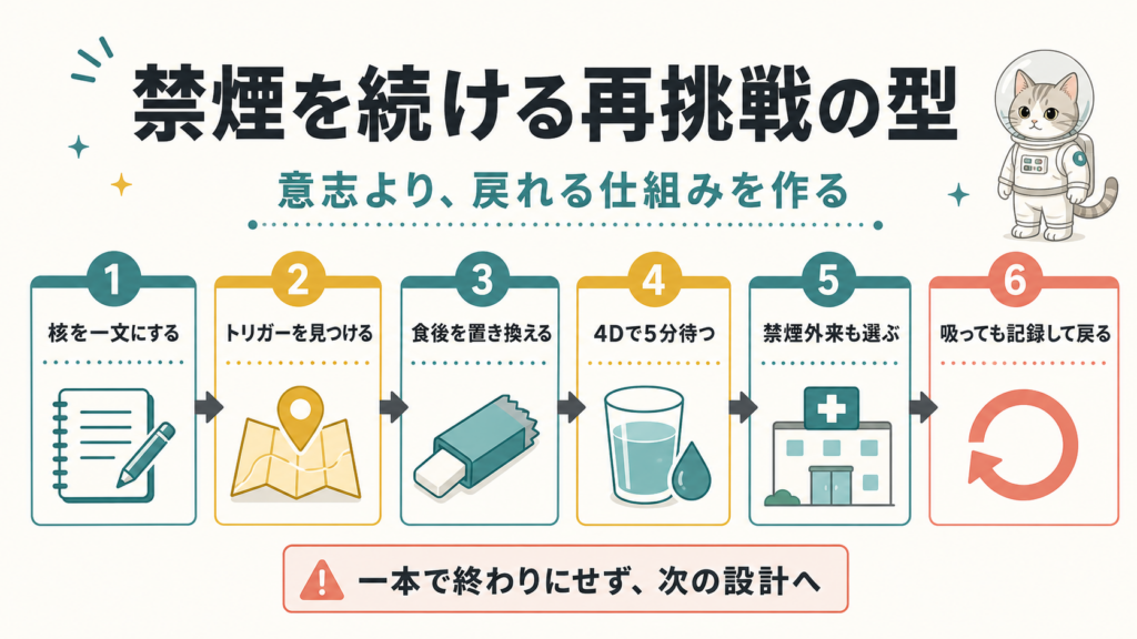 禁煙を再挑戦できる型として整理した図解