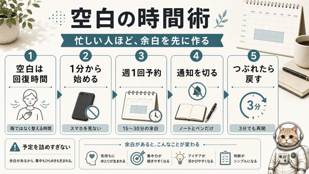 忙しい人が空白時間を作る手順を整理した図解