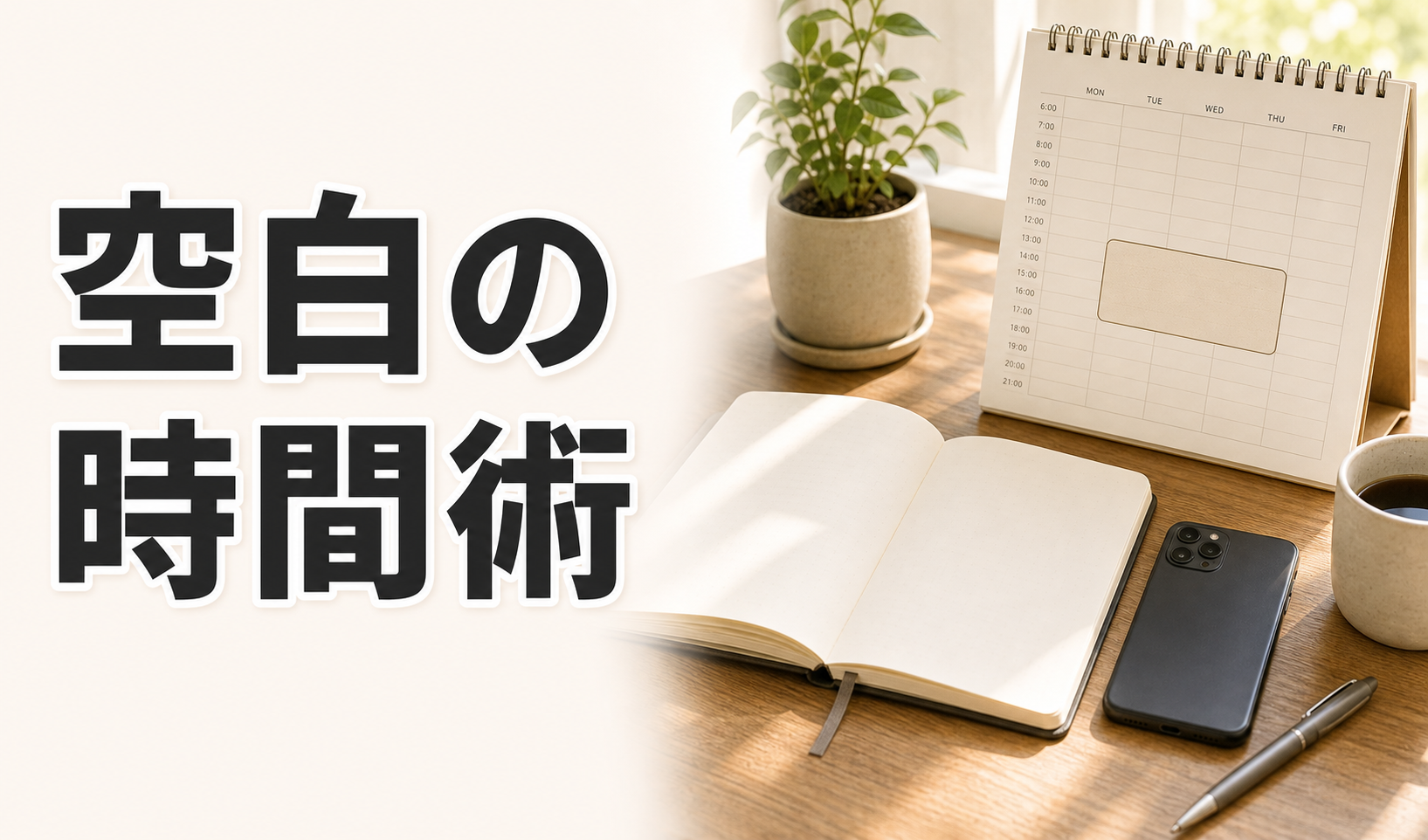 ノートと閉じたスマホで空白時間を作るイメージ