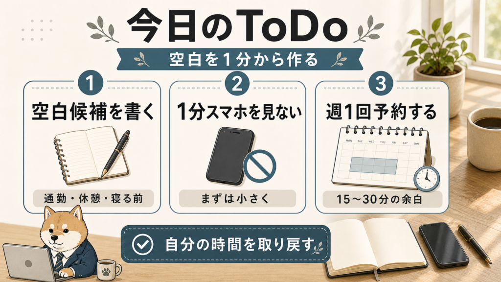 空白の時間術を今日始めるための3つのToDoリスト