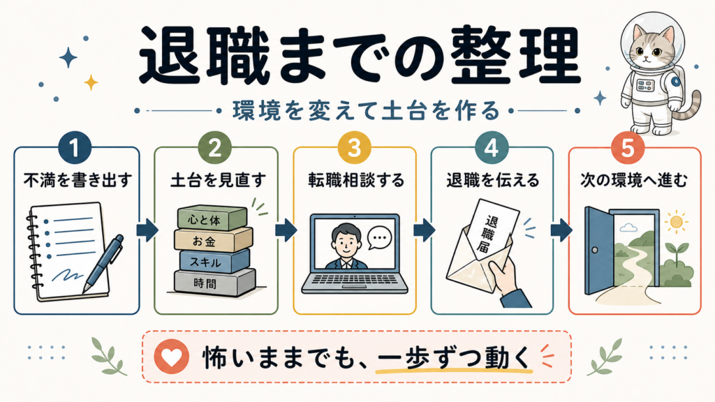 退職までに不満を書き出し、土台を見直して次の環境へ進む5ステップ