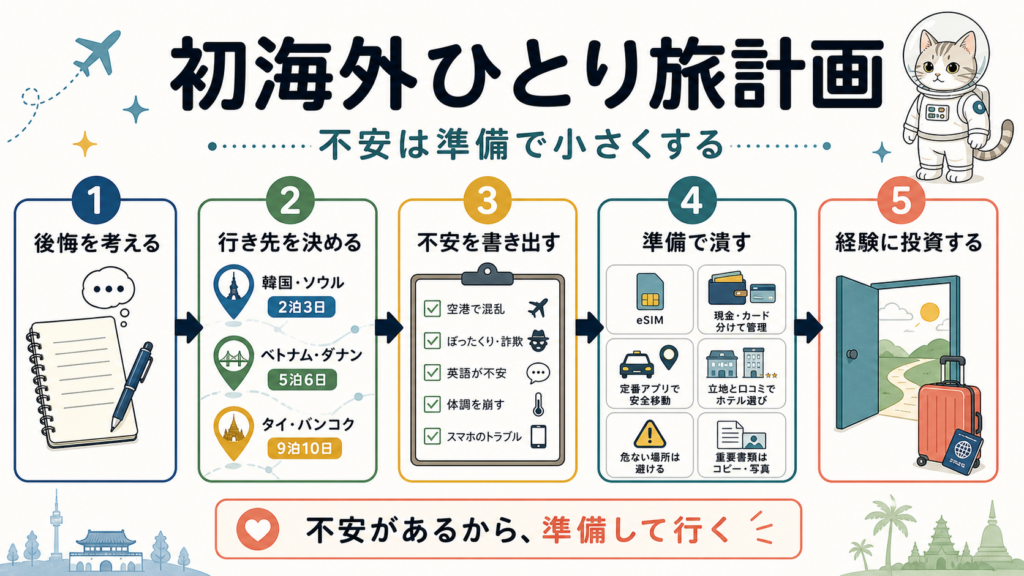 初海外ひとり旅の不安を小さくするための5ステップ準備リスト