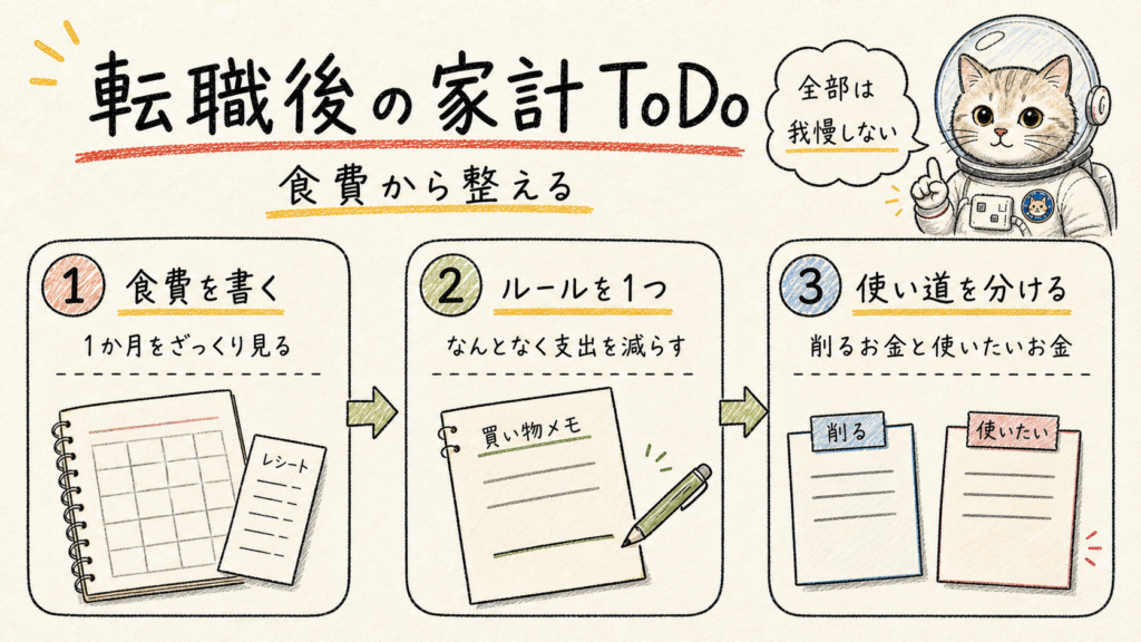 食費を書き出しなんとなく支出のルールを決め使いたい支出を分ける3つのタスク画像